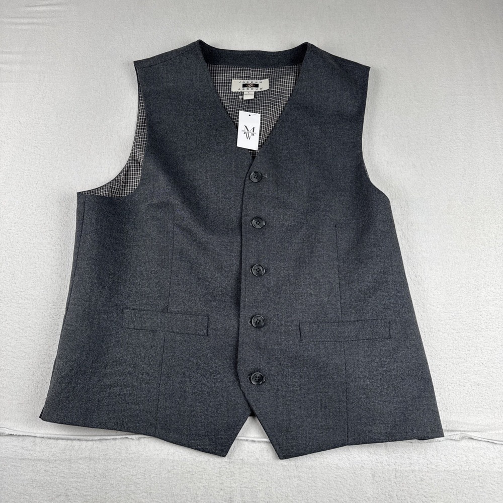 New! Joseph Abboud Boys Gray Suit Vest Large Six Button Wool Blend
